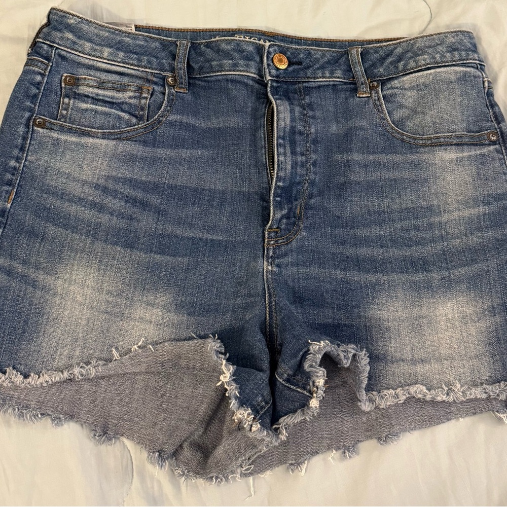 American Eagle Outfitters Distressed Dark Blue Denim Cutoff Shorts
